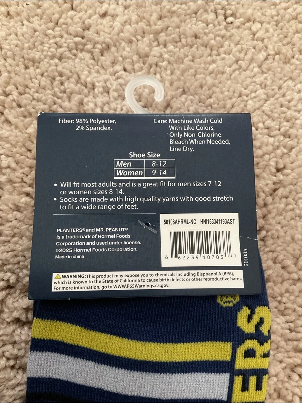 Planters Men's Navy Mr. Peanut Crew Socks - 'That's One Charming Nut'